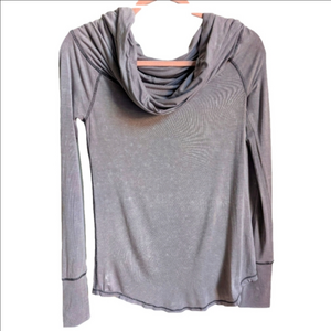 FREE PEOPLE Soft Pink We The Free Cosmo Cowl Bohemian Long Sleeve Top Size Small